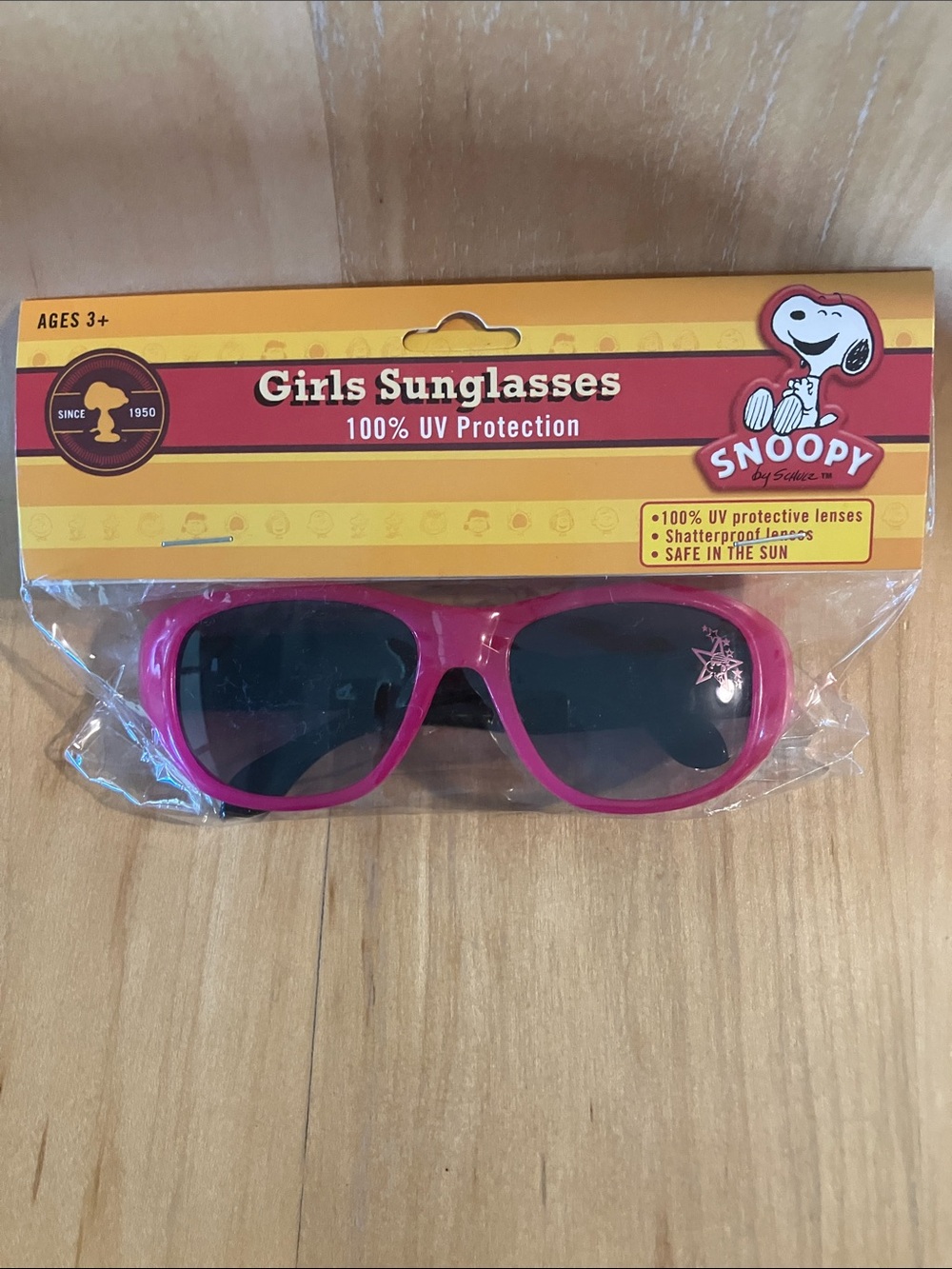 Snoopy Girls Pink and Black "Rock Star" Sunglasses - 100% UV Protection